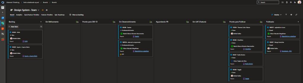 A print screen from Azure DevOps showing a kanban board with tasks.