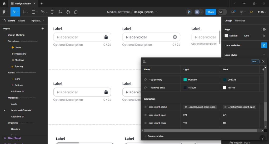 A print screen from Figma showing a design system.