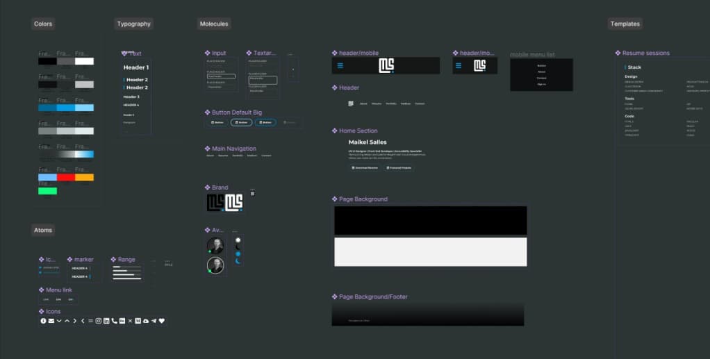 An image from Figma showing a design system with components.